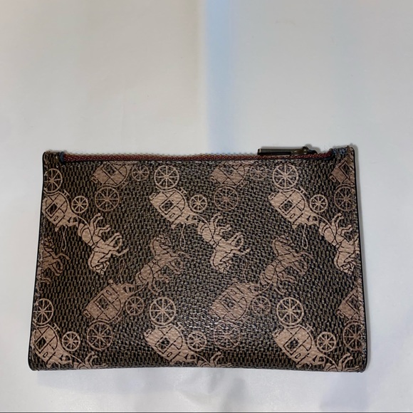Coach Handbags - Coach Brown/Tan Bifold Zip Card Case With Horse And Carriage Print